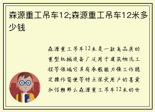 森源重工吊车12;森源重工吊车12米多少钱