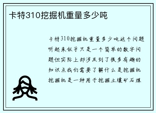 卡特310挖掘机重量多少吨